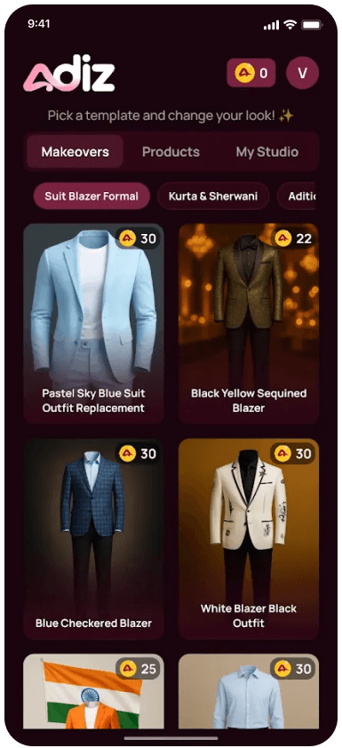 AI Clothes Changer App interface - AI-powered virtual dressing room mockup